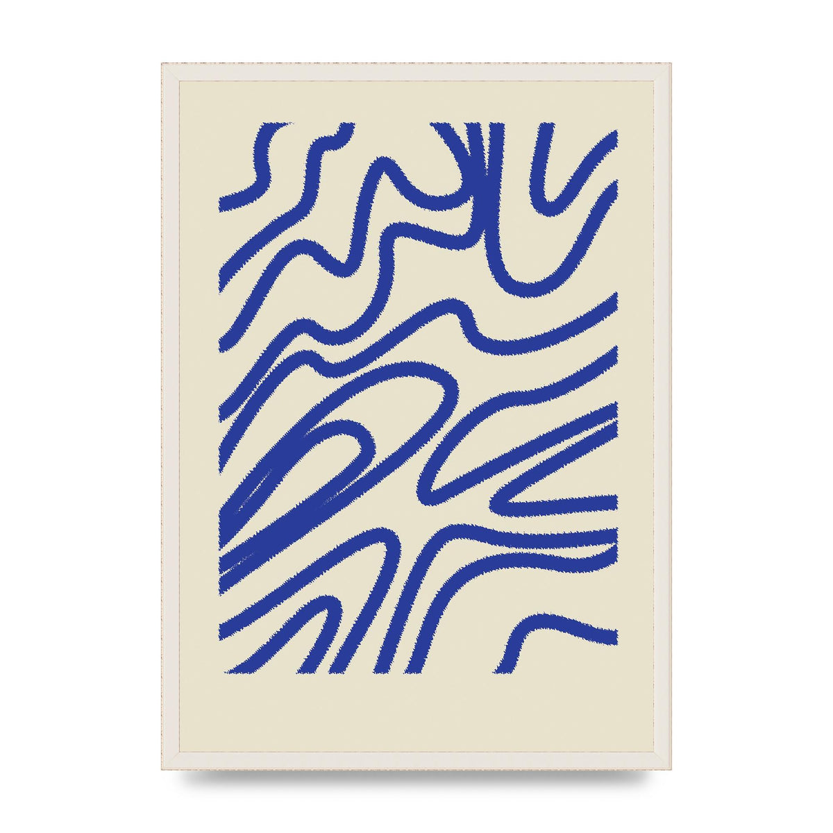 Abstract Blue Shaggy Line Printed Poster - A2 framed