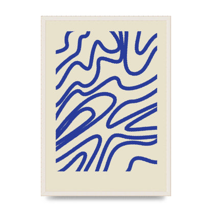 Abstract Blue Shaggy Line Printed Poster - A2 framed