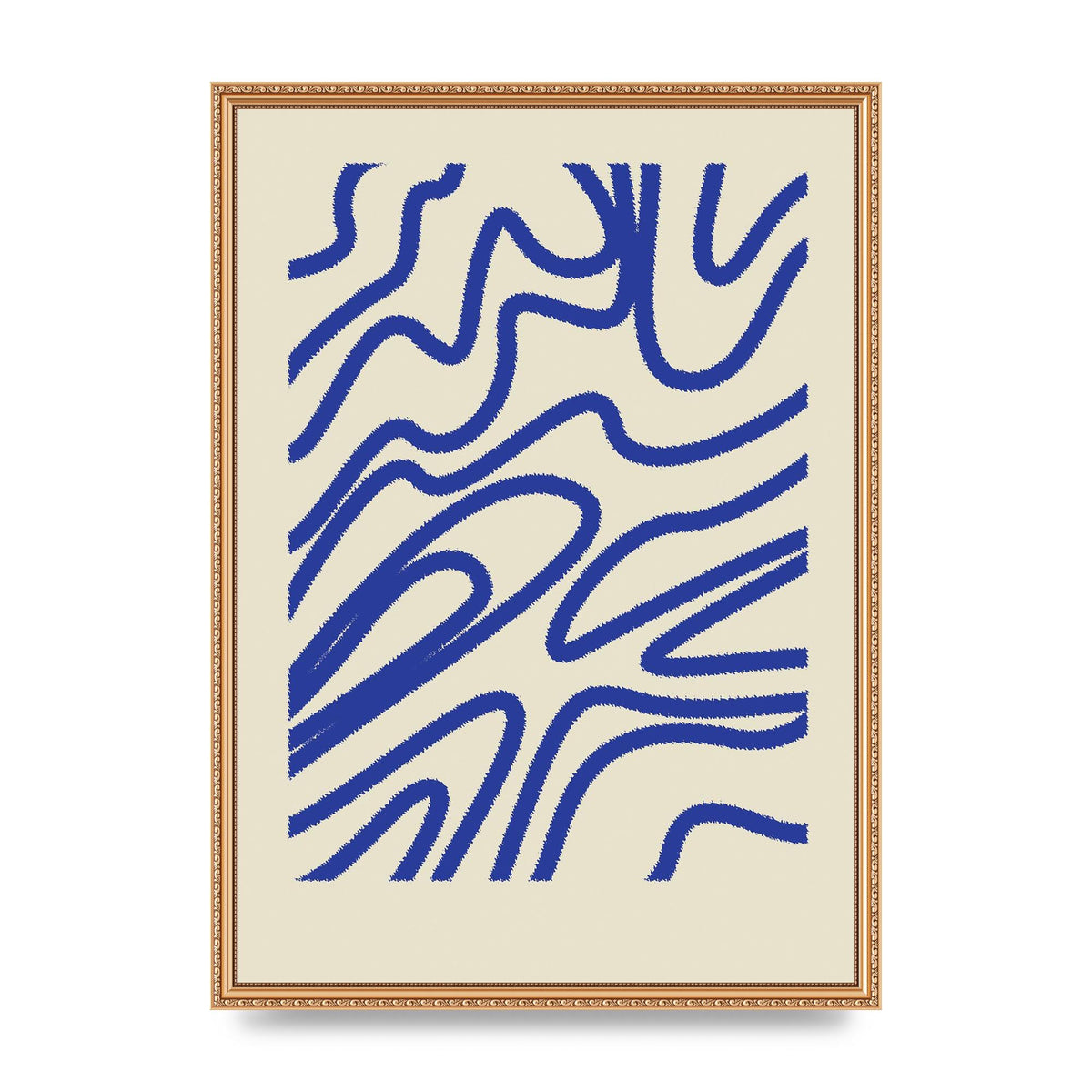 Abstract Blue Shaggy Line Printed Poster - A2 framed