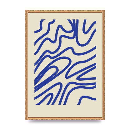 Abstract Blue Shaggy Line Printed Poster - A2 framed