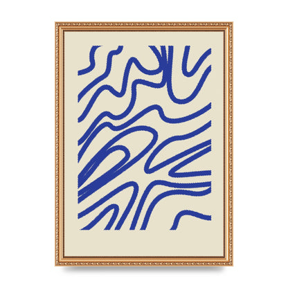 Abstract Blue Shaggy Line Printed Poster - A3 framed