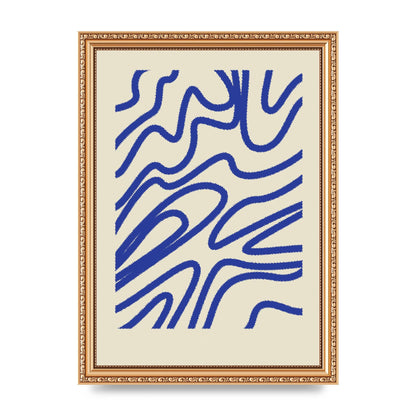 Abstract Blue Shaggy Line Printed Poster - A4 framed