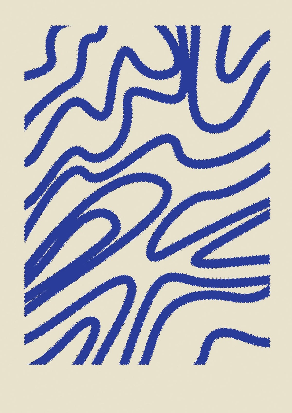 Abstract Blue Shaggy Line Printed Poster - detail