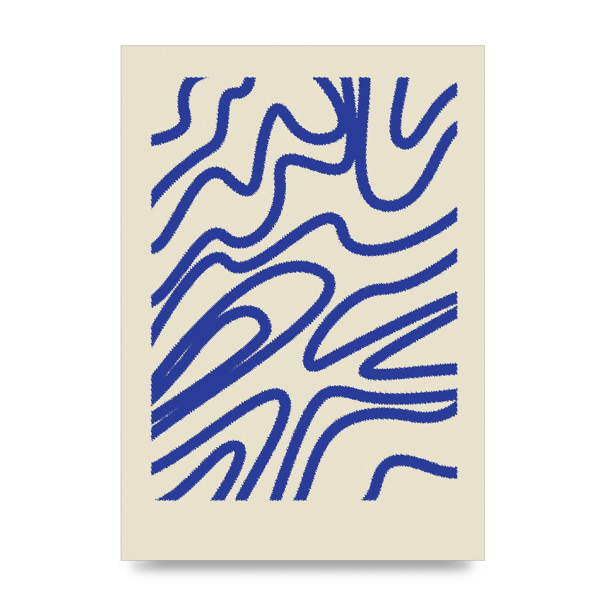 Abstract Blue Shaggy Line Printed Poster - unframed print