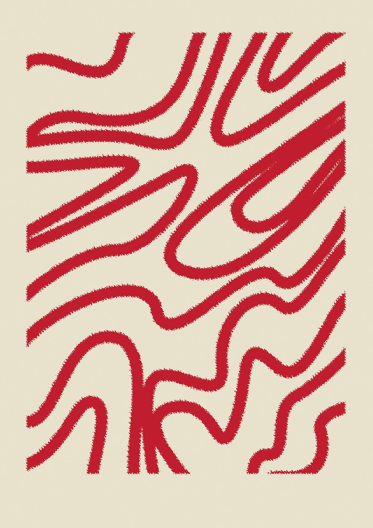 Abstract Red Shaggy Line Wall Art - detail