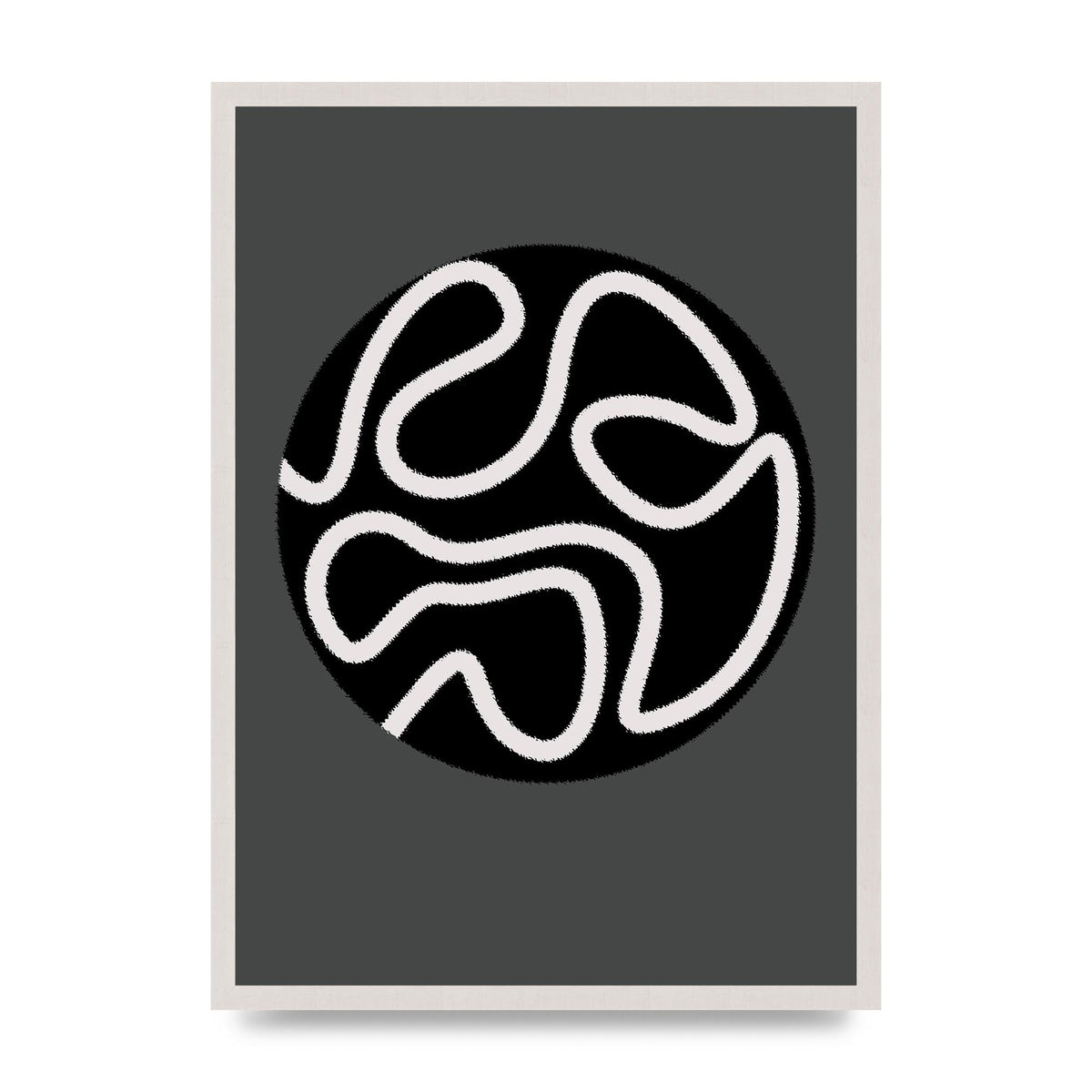 Abstract Line Disc Black Grey Art For The Home - A2 framed