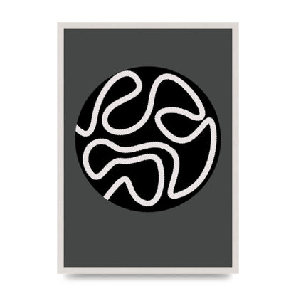 Abstract Line Disc Black Grey Art For The Home - A2 framed