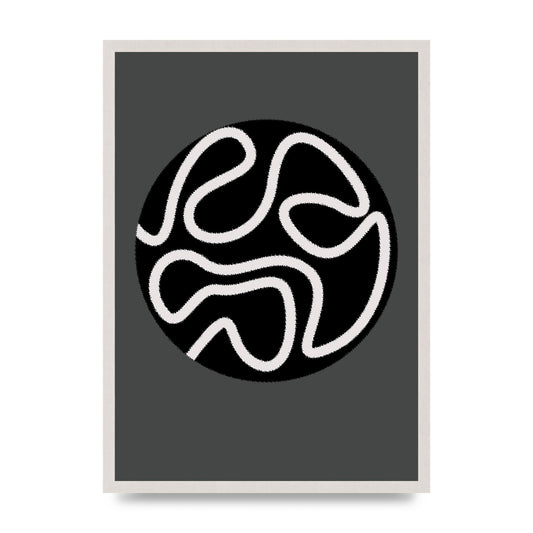 Abstract Line Disc Black Grey Art For The Home - A2 framed