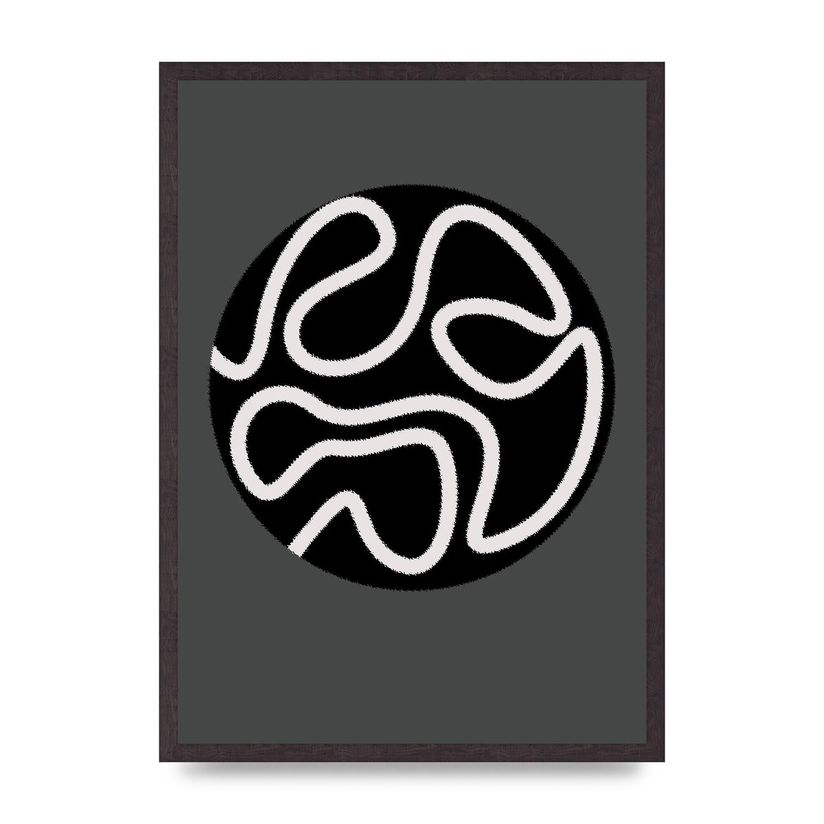 Abstract Line Disc Black Grey Art For The Home - A2 framed