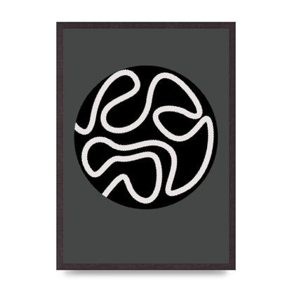 Abstract Line Disc Black Grey Art For The Home - A2 framed