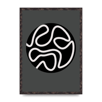 Abstract Line Disc Black Grey Art For The Home - A2 framed