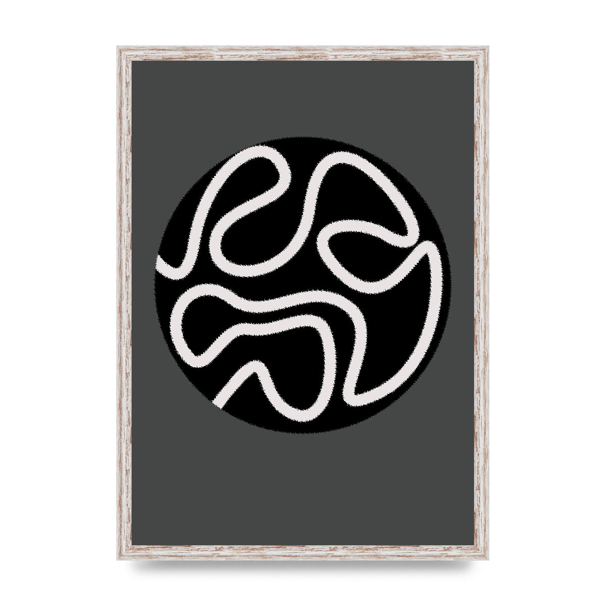 Abstract Line Disc Black Grey Art For The Home - A2 framed