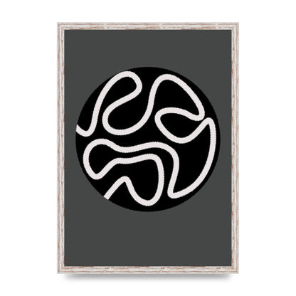 Abstract Line Disc Black Grey Art For The Home - A2 framed