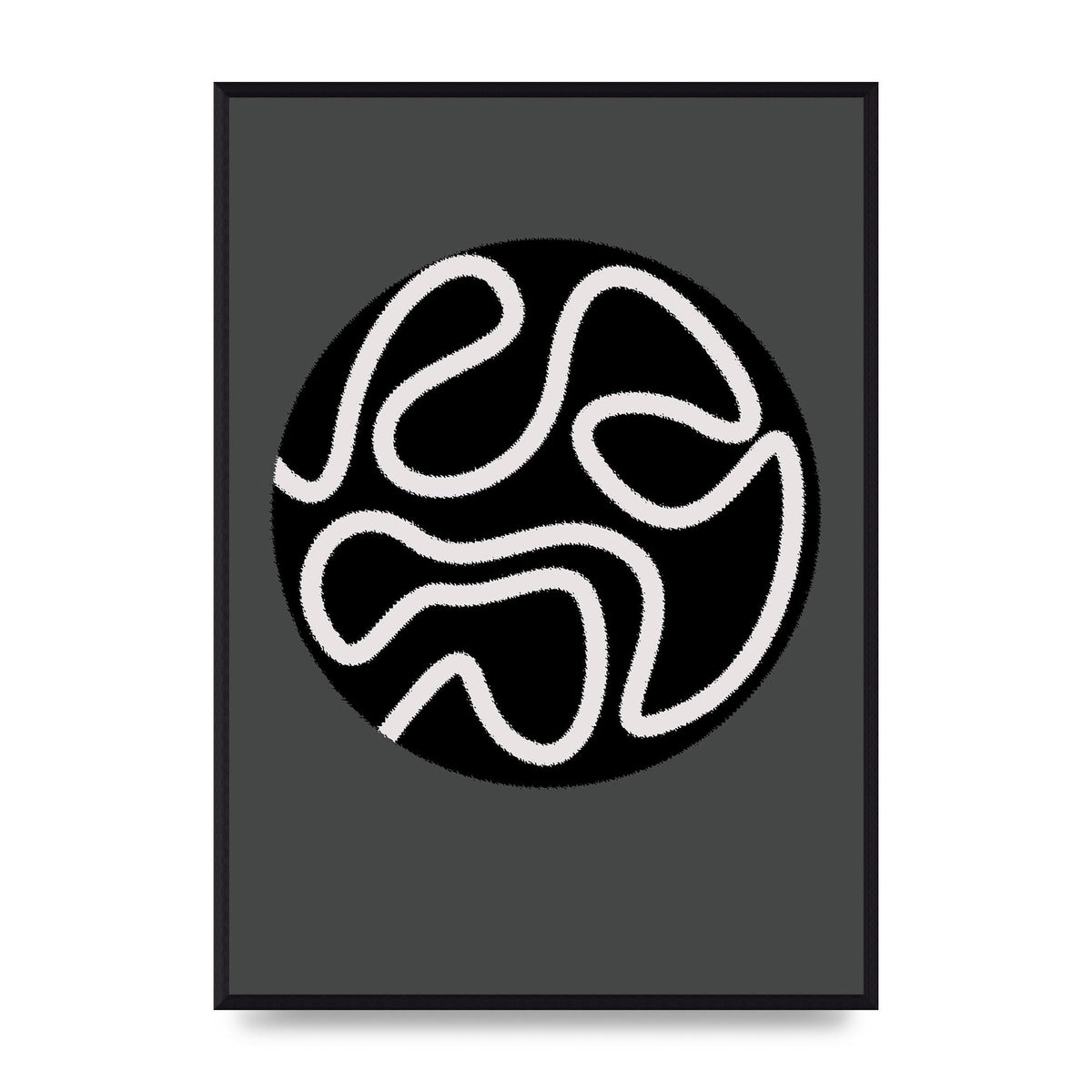 Abstract Line Disc Black Grey Art For The Home - A2 framed