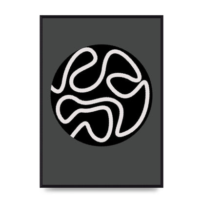 Abstract Line Disc Black Grey Art For The Home - A2 framed