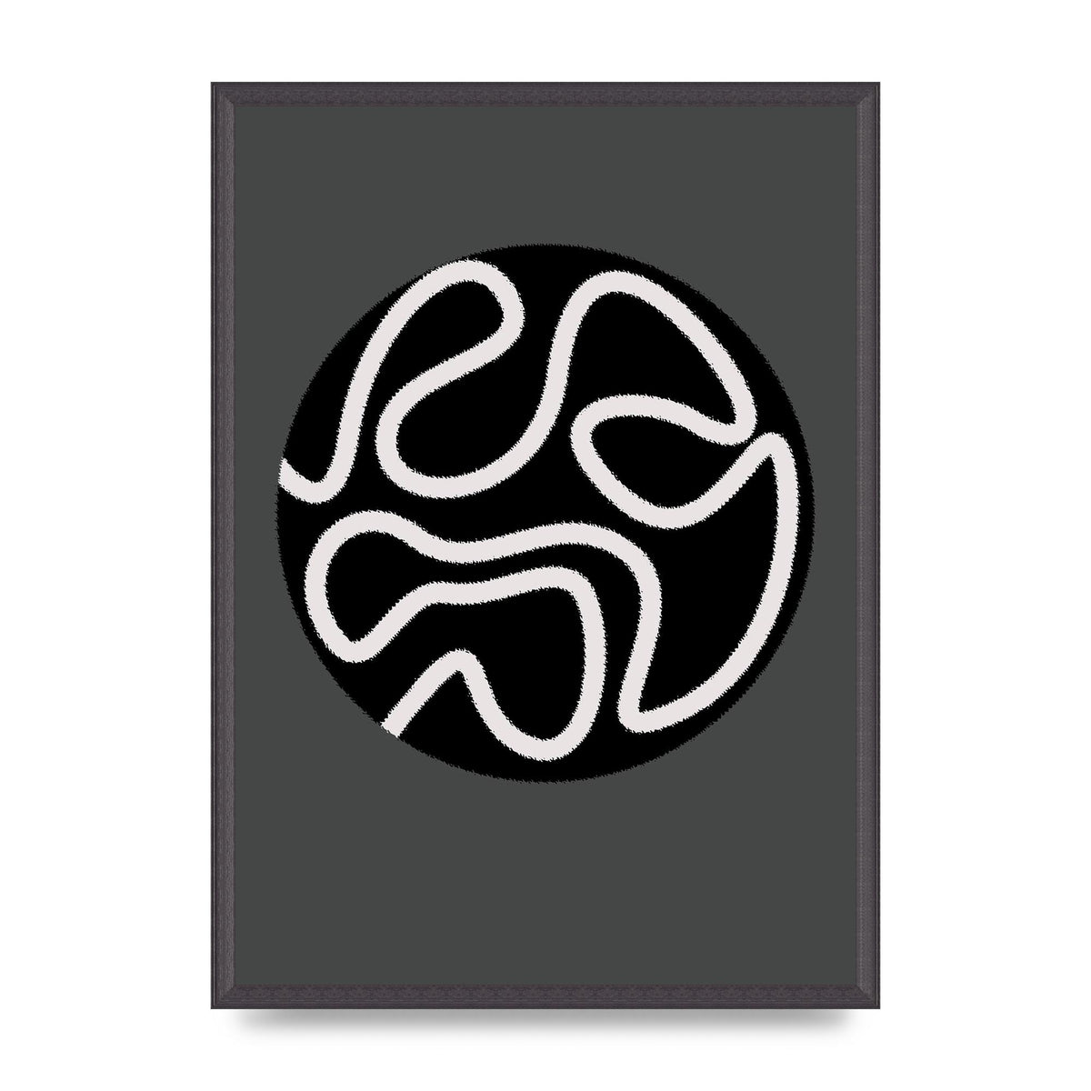 Abstract Line Disc Black Grey Art For The Home - A2 framed