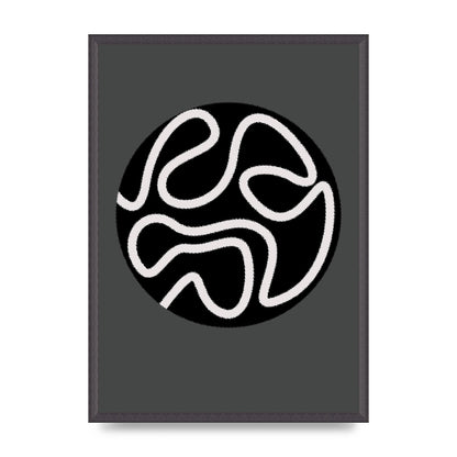 Abstract Line Disc Black Grey Art For The Home - A2 framed