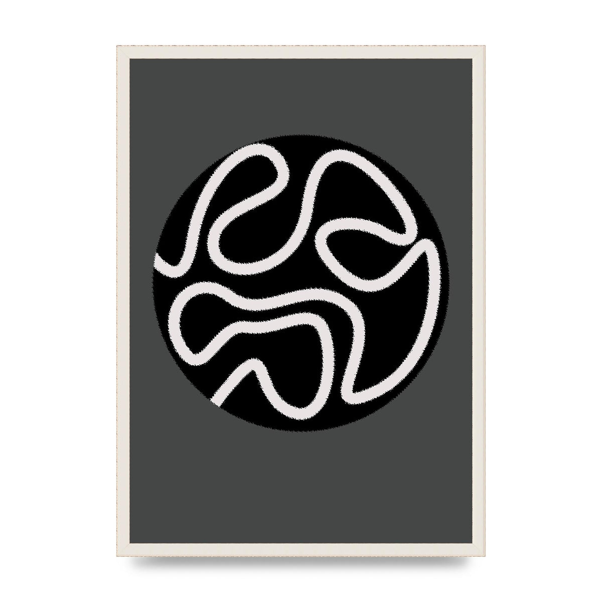 Abstract Line Disc Black Grey Art For The Home - A2 framed