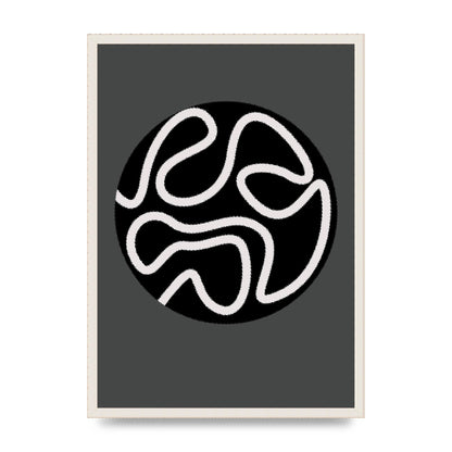 Abstract Line Disc Black Grey Art For The Home - A2 framed