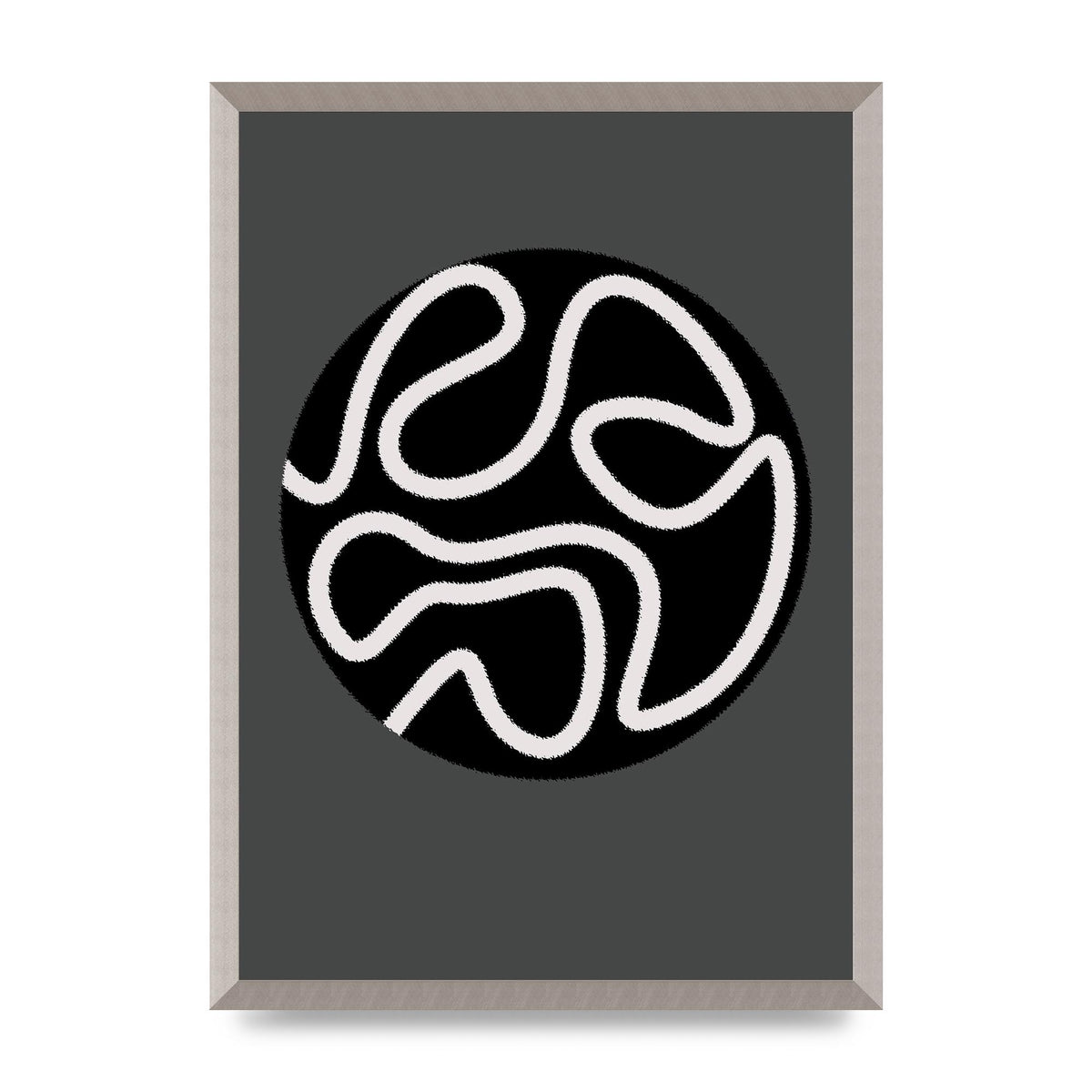 Abstract Line Disc Black Grey Art For The Home - A2 framed