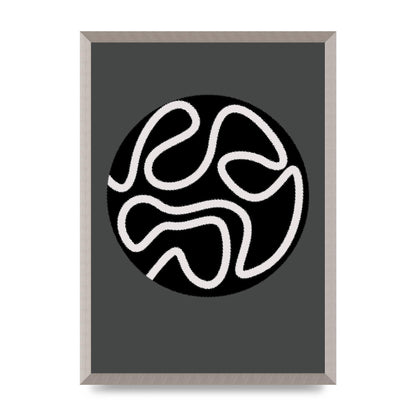 Abstract Line Disc Black Grey Art For The Home - A2 framed