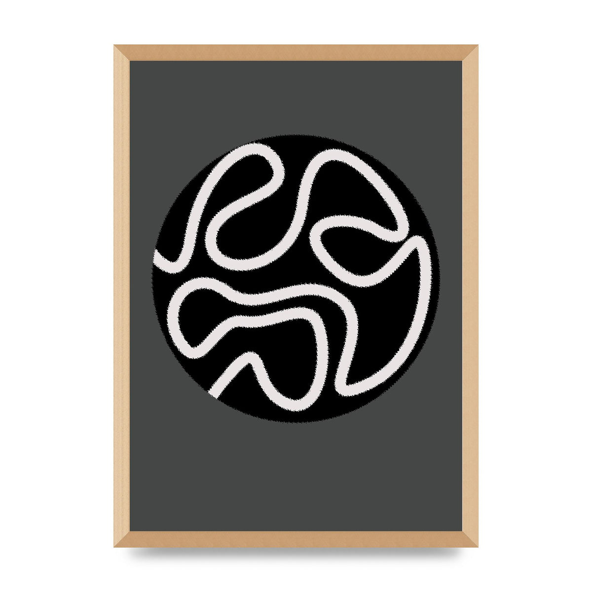 Abstract Line Disc Black Grey Art For The Home - A2 framed