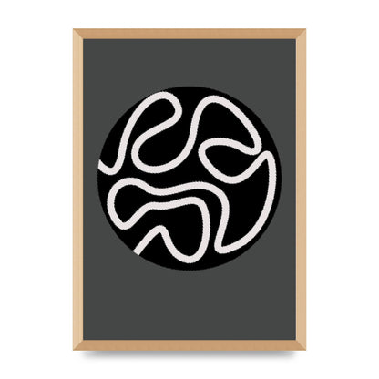 Abstract Line Disc Black Grey Art For The Home - A2 framed