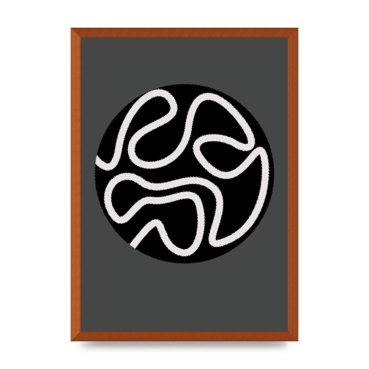 Abstract Line Disc Black Grey Art For The Home - A2 framed