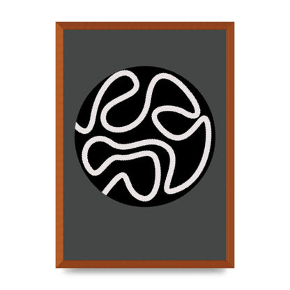 Abstract Line Disc Black Grey Art For The Home - A2 framed