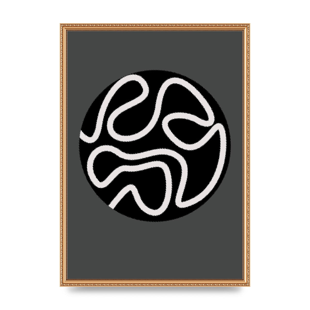 Abstract Line Disc Black Grey Art For The Home - A2 framed