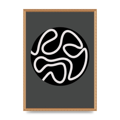 Abstract Line Disc Black Grey Art For The Home - A2 framed