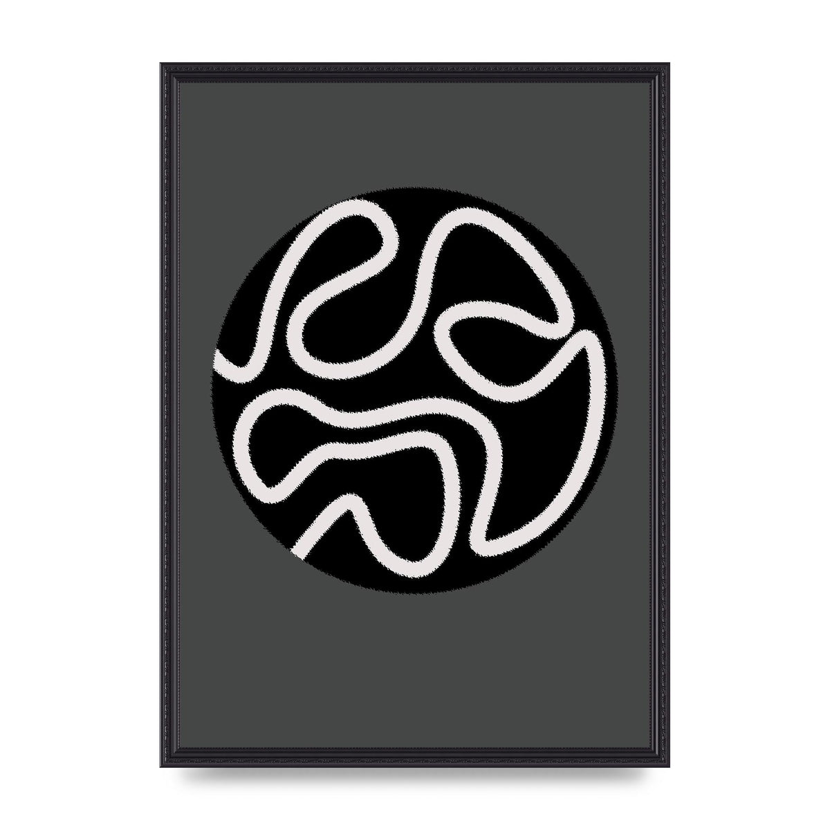 Abstract Line Disc Black Grey Art For The Home - A2 framed