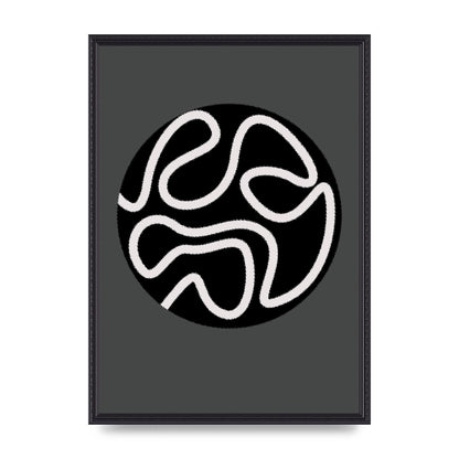 Abstract Line Disc Black Grey Art For The Home - A2 framed