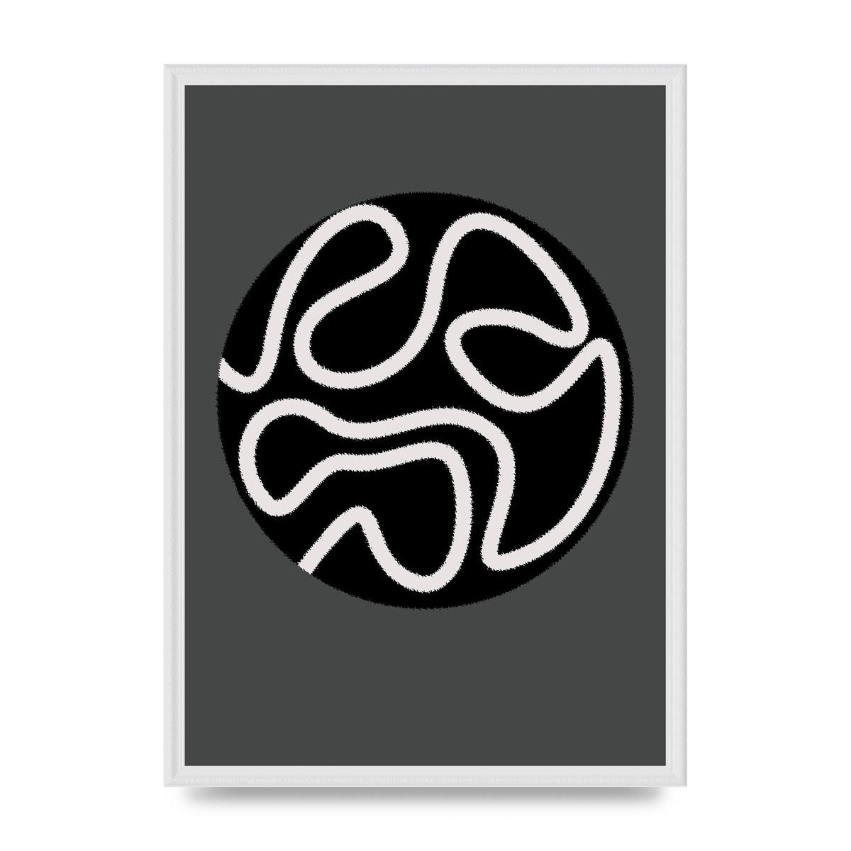 Abstract Line Disc Black Grey Art For The Home - A2 framed