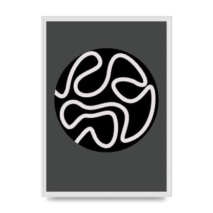 Abstract Line Disc Black Grey Art For The Home - A2 framed