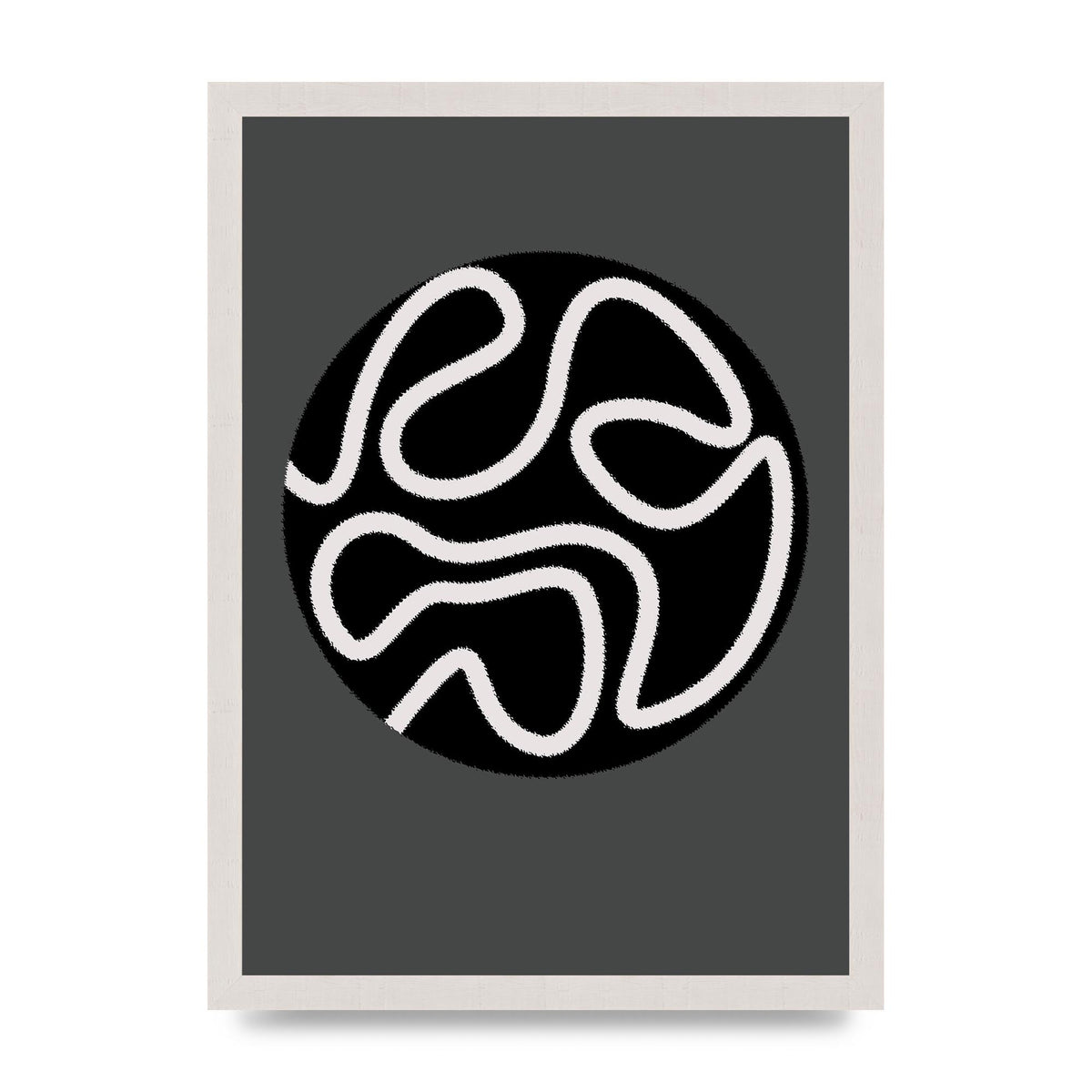 Abstract Line Disc Black Grey Art For The Home - A3 framed