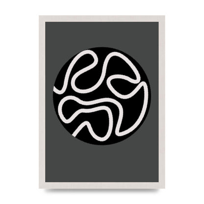 Abstract Line Disc Black Grey Art For The Home - A3 framed