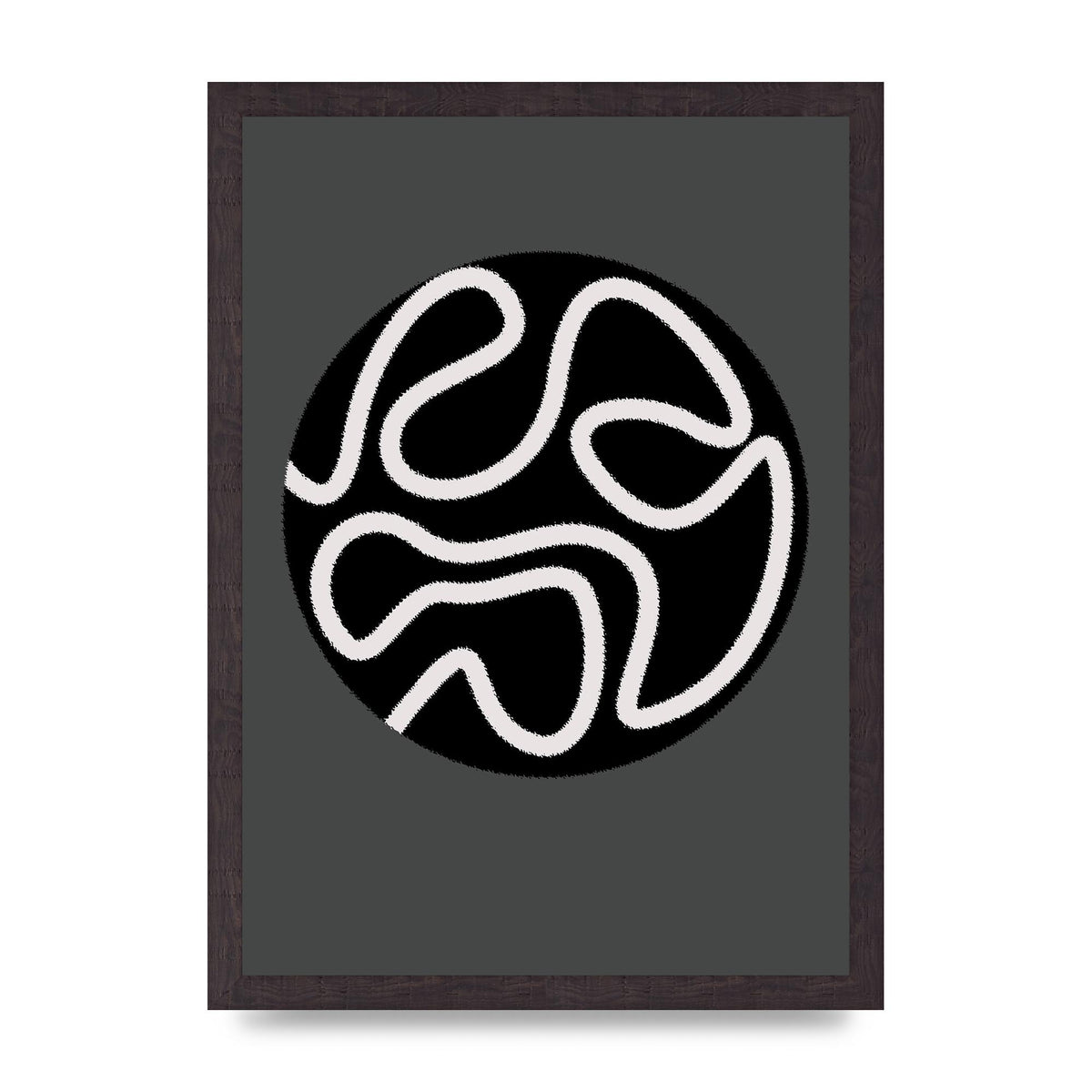 Abstract Line Disc Black Grey Art For The Home - A3 framed