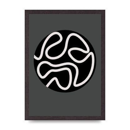 Abstract Line Disc Black Grey Art For The Home - A3 framed