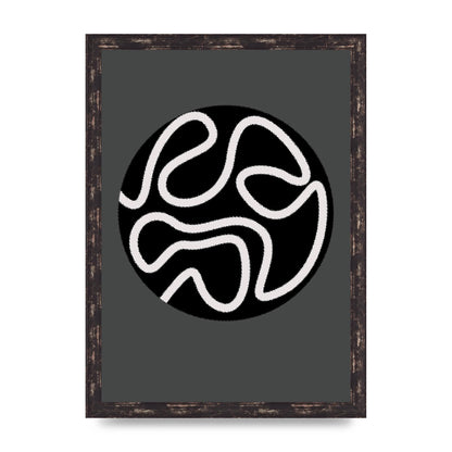 Abstract Line Disc Black Grey Art For The Home - A3 framed