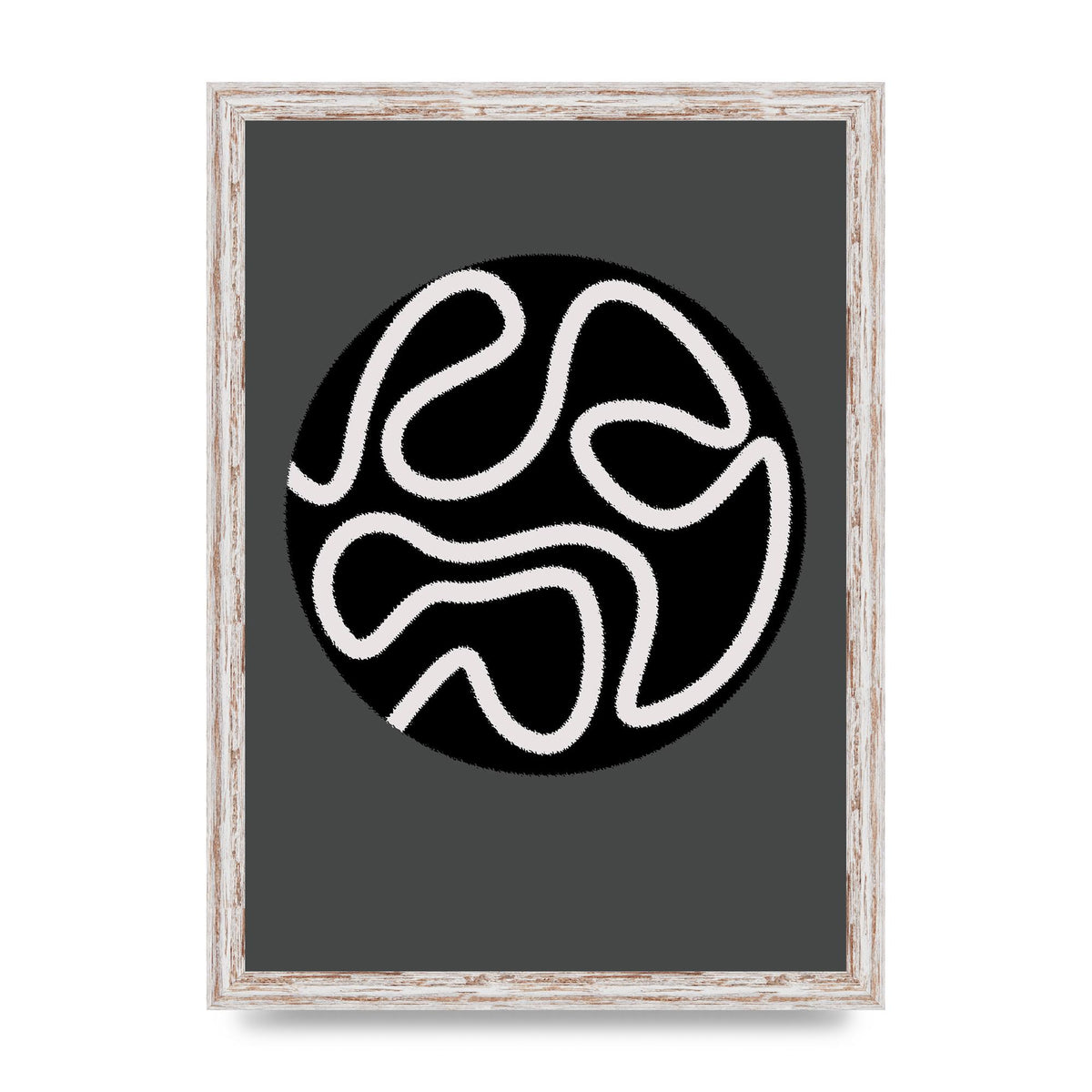 Abstract Line Disc Black Grey Art For The Home - A3 framed