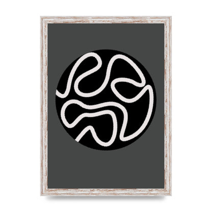 Abstract Line Disc Black Grey Art For The Home - A3 framed