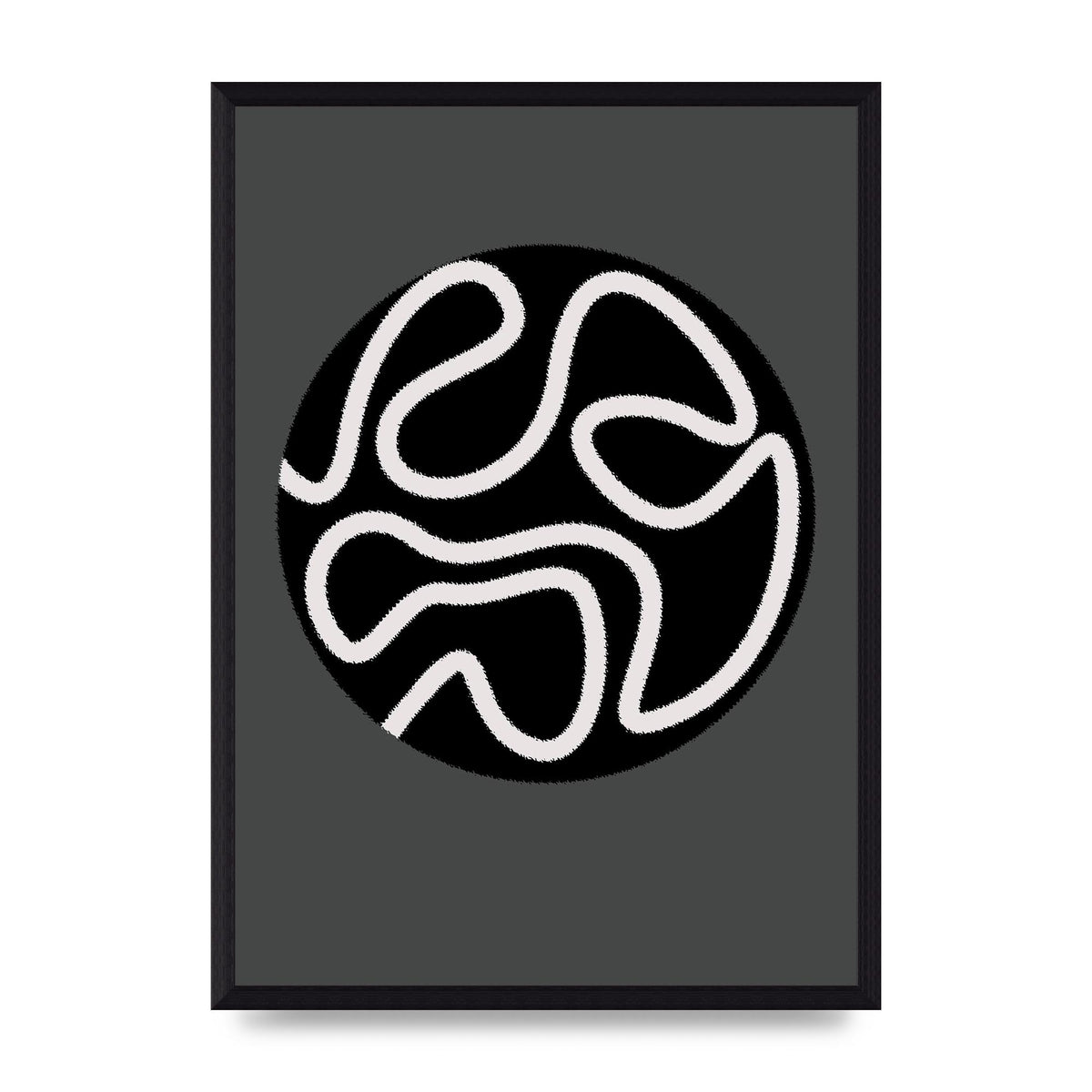 Abstract Line Disc Black Grey Art For The Home - A3 framed