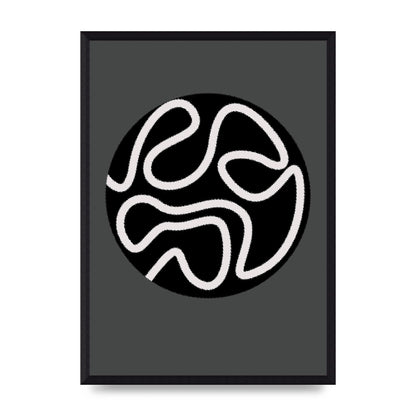 Abstract Line Disc Black Grey Art For The Home - A3 framed