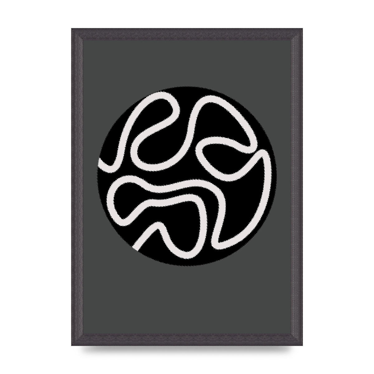 Abstract Line Disc Black Grey Art For The Home - A3 framed