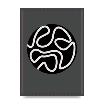 Abstract Line Disc Black Grey Art For The Home - A3 framed