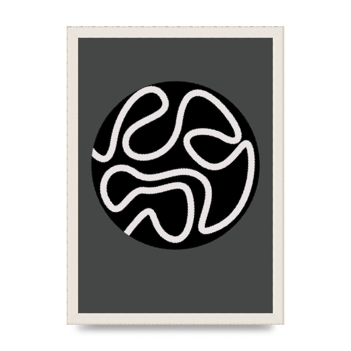 Abstract Line Disc Black Grey Art For The Home - A3 framed