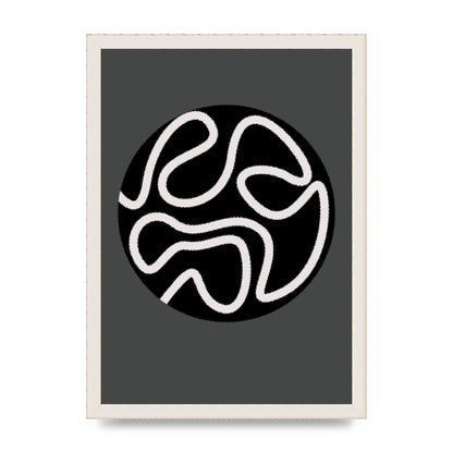 Abstract Line Disc Black Grey Art For The Home - A3 framed