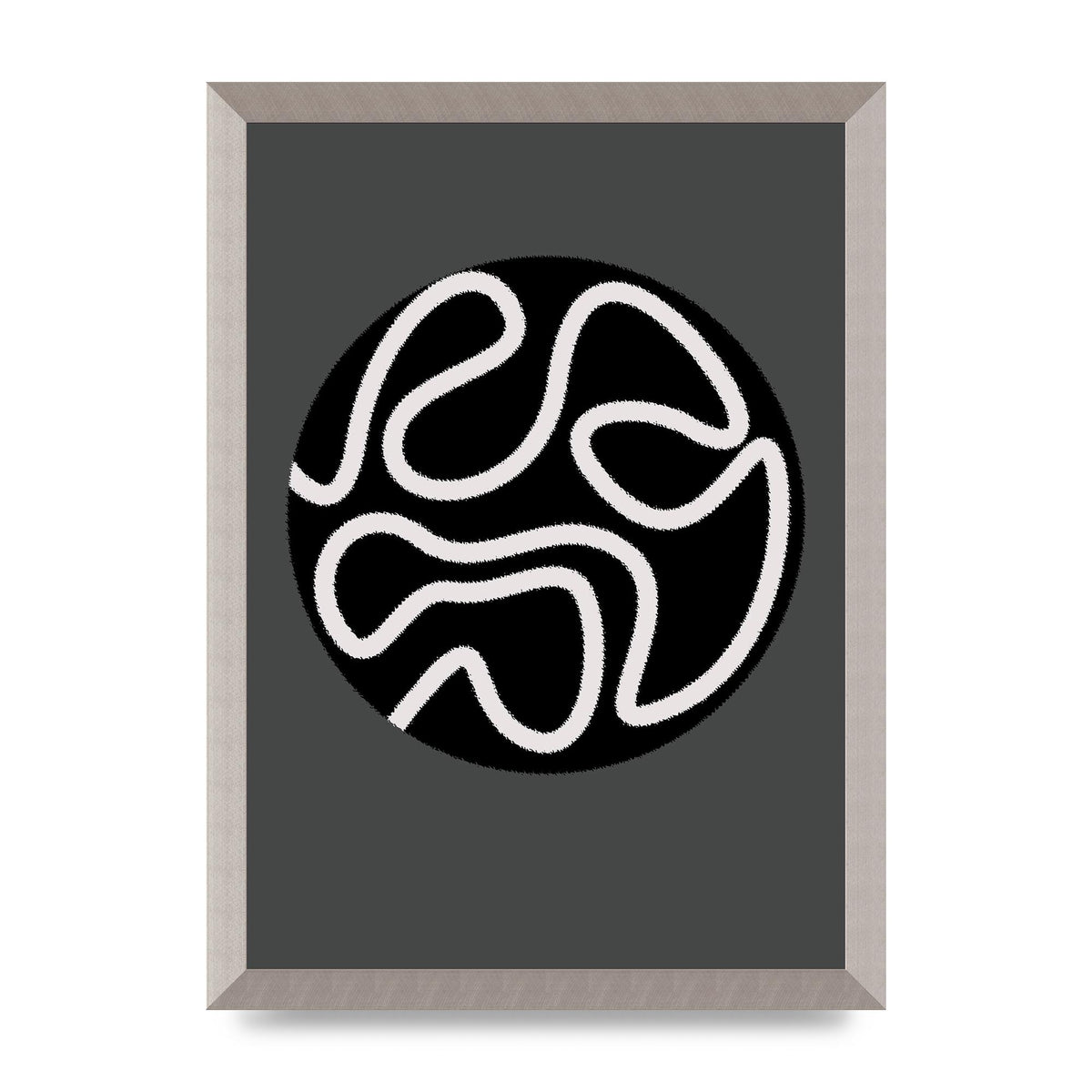 Abstract Line Disc Black Grey Art For The Home - A3 framed