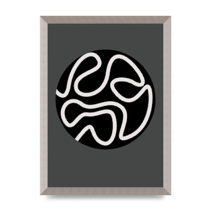Abstract Line Disc Black Grey Art For The Home - A3 framed
